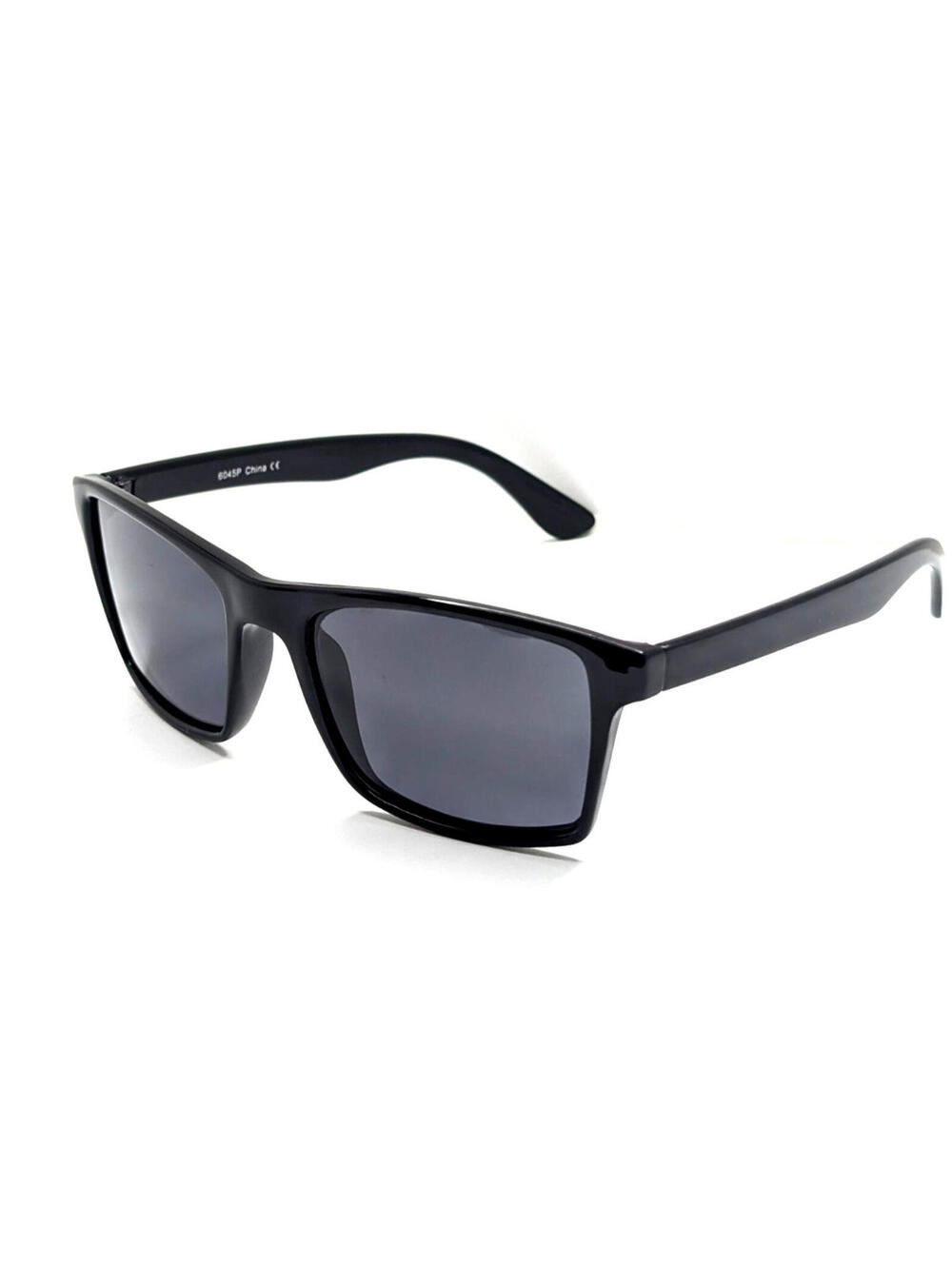 6045P Dark Gray Polarized Lens Black Rectangular Frame Men’s Sunglasses